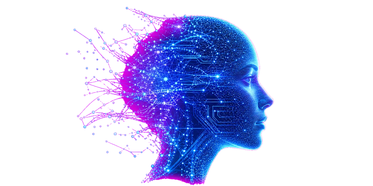 Futuristic AI face visual